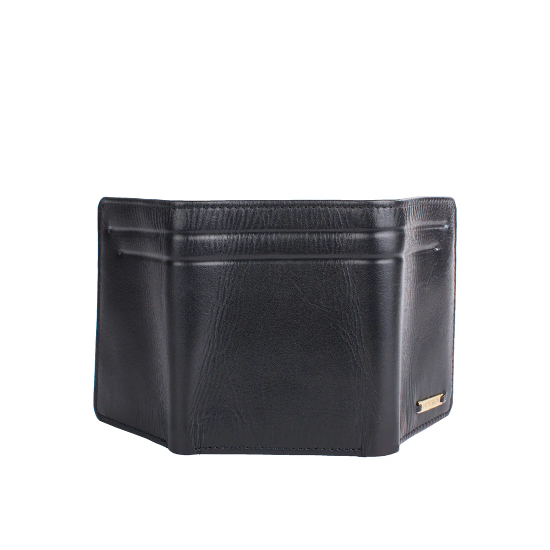 284-Tf  Black Leather Trifold Wallet - Image 5