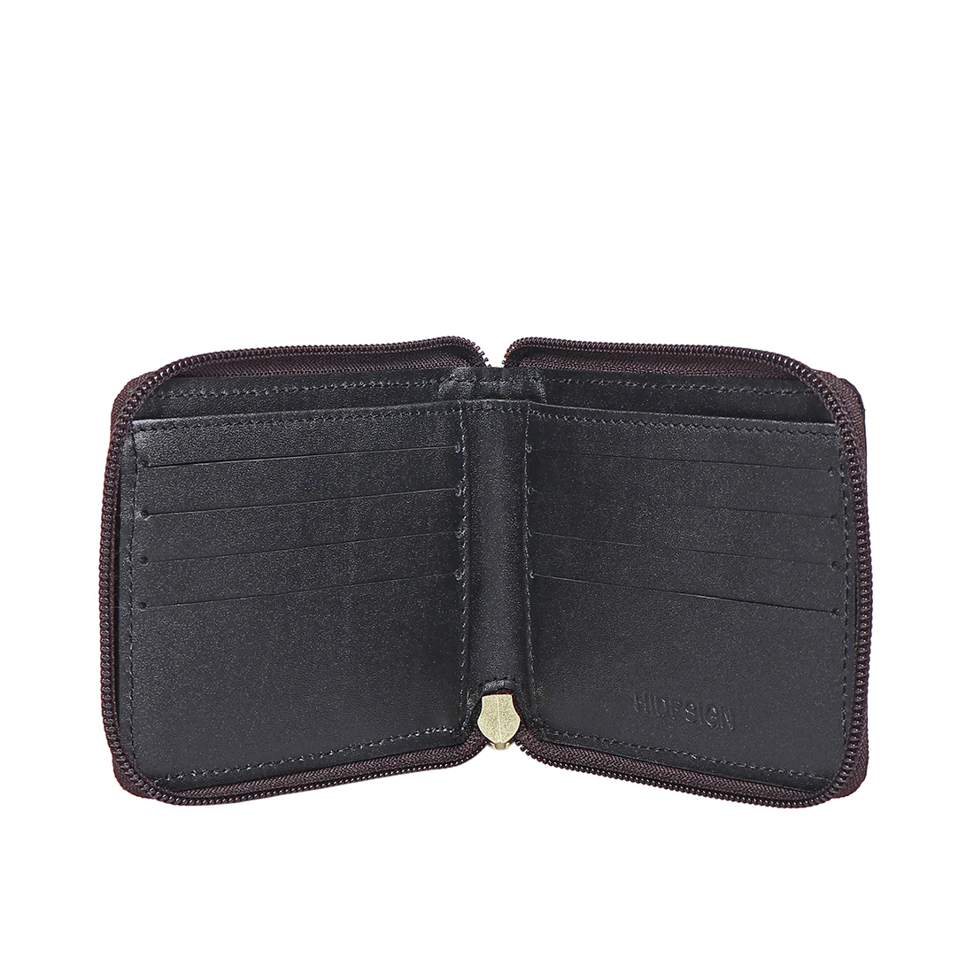 341-017 Sb Brown Leather Zip Around Wallet - Image 2
