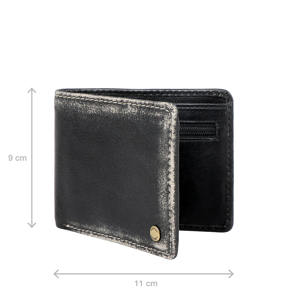 381-Asw004  Black Leather Bi-Fold Wallet - Image 4