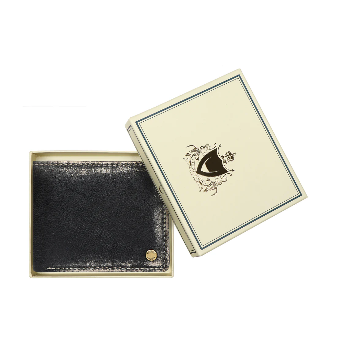 381-Asw004  Black Leather Bi-Fold Wallet - Image 8
