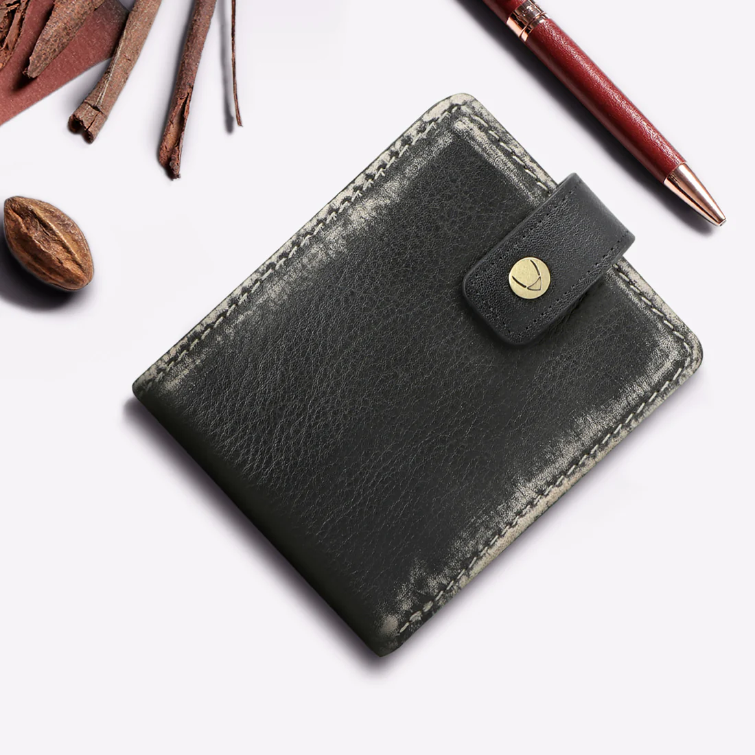381-L107 Black Leather Bi-Fold Wallet