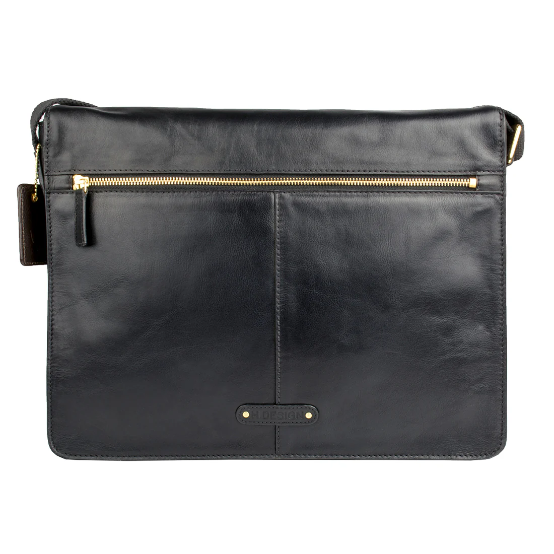 Aiden 01 Black Leather  Messenger Bag - Image 3