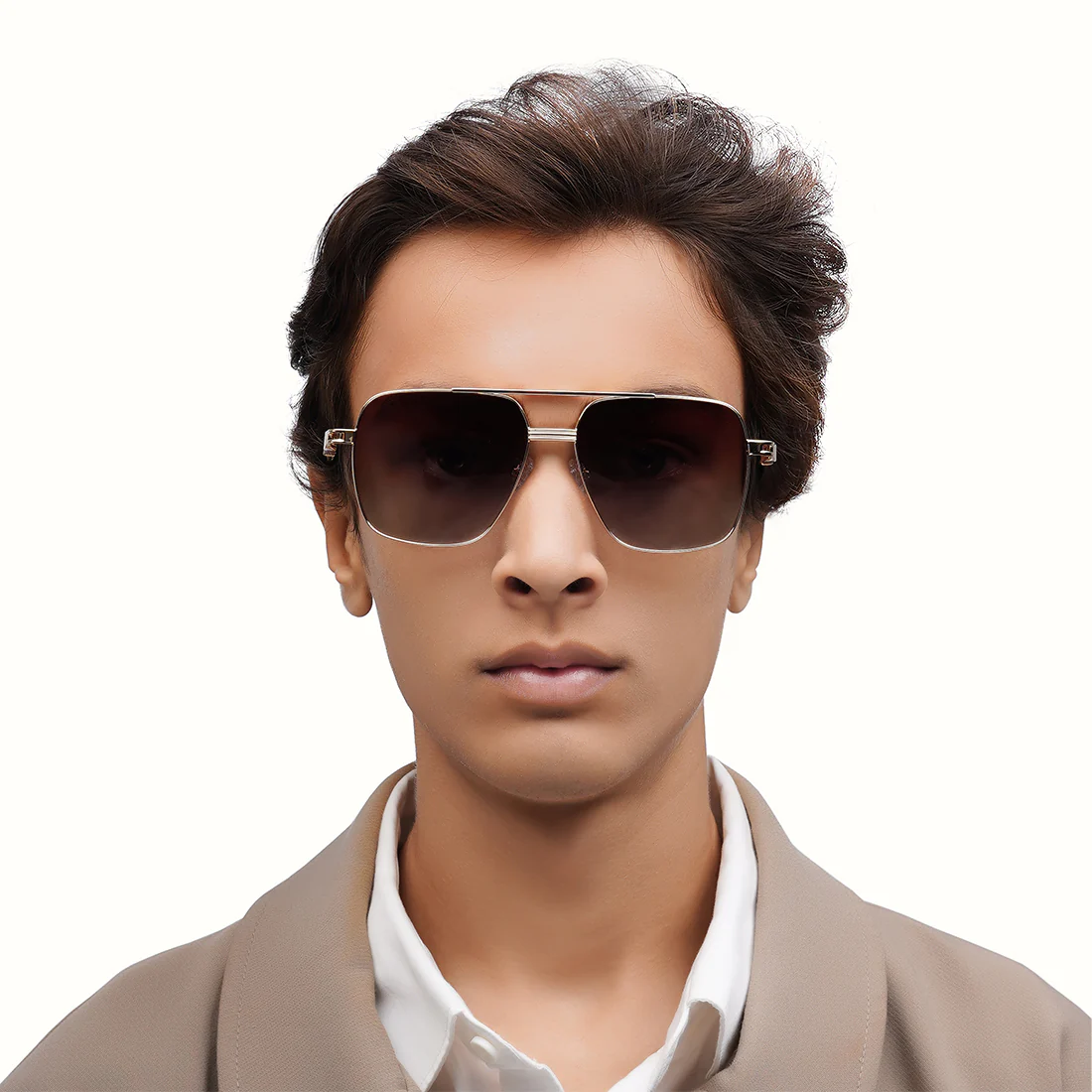 Ajax Men's Brown Aviator Sunglasses - Image 2