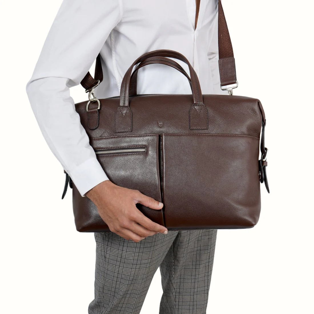 Akasaka 02 Brown Leather Briefcase - Image 2