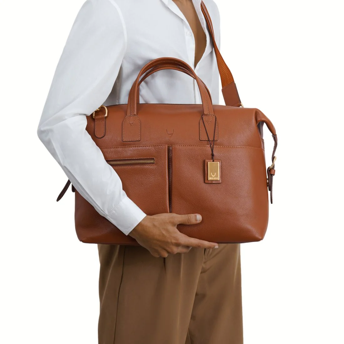 Akasaka 02 Tan Leather Briefcase - Image 2