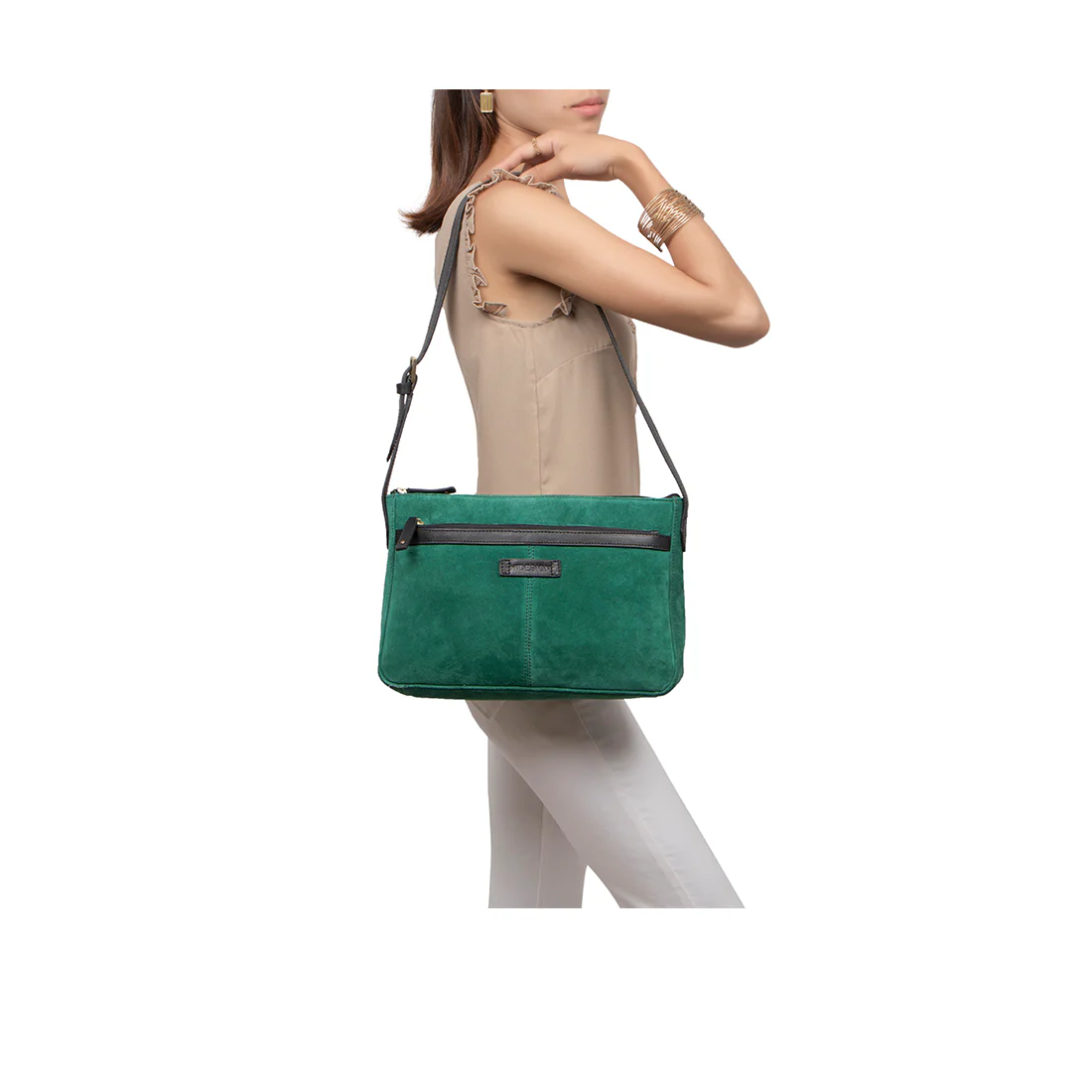 Amy 03 Green Leather Shoulder Bag