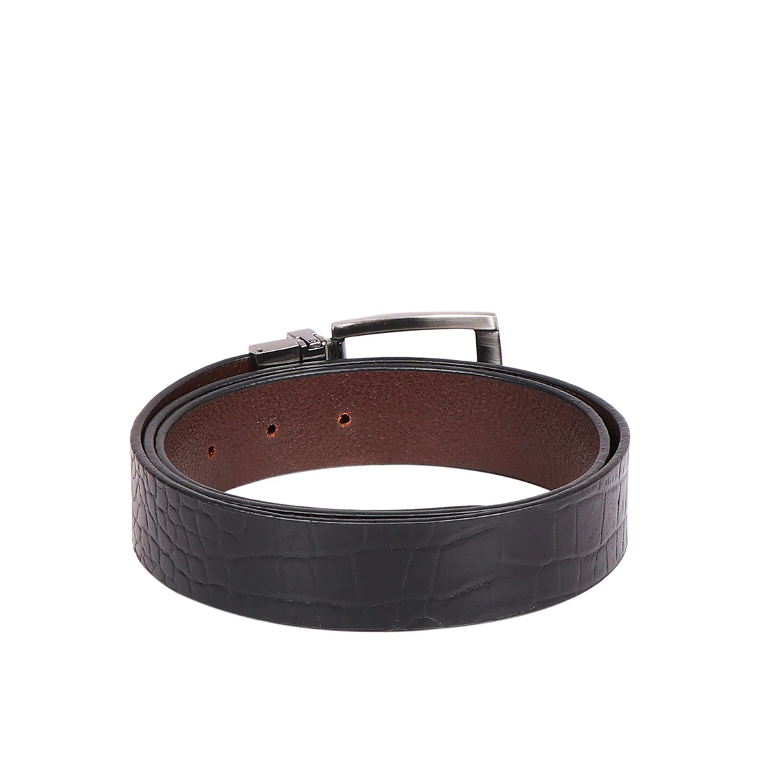 Andes 02 Men's Black Reversible Leather Belt - Image 4