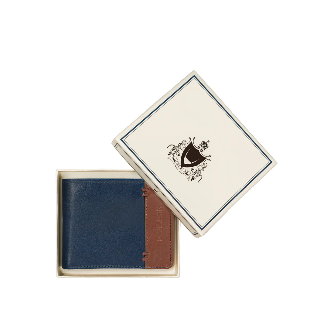 Andover W2 Blue Leather Trifold Wallet - Image 10