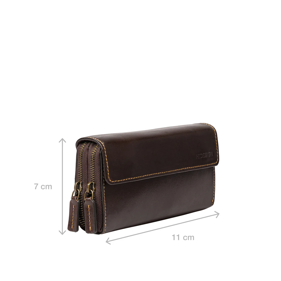 Andover W4 Brown Leather Double Zip Around Wallet - Image 5