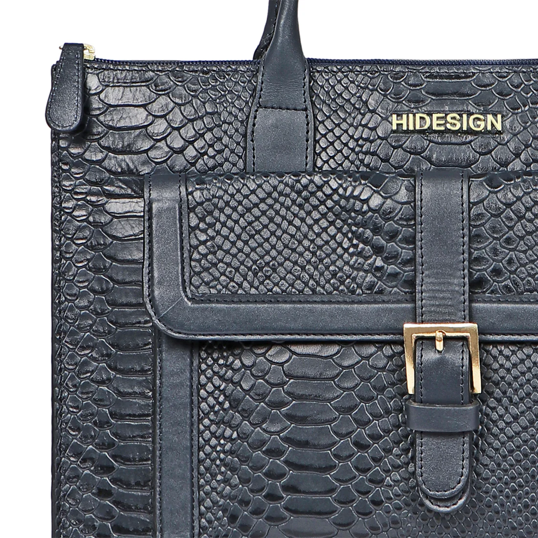 Angelina Sb 02 Blue Leather Laptop Bag - Image 4