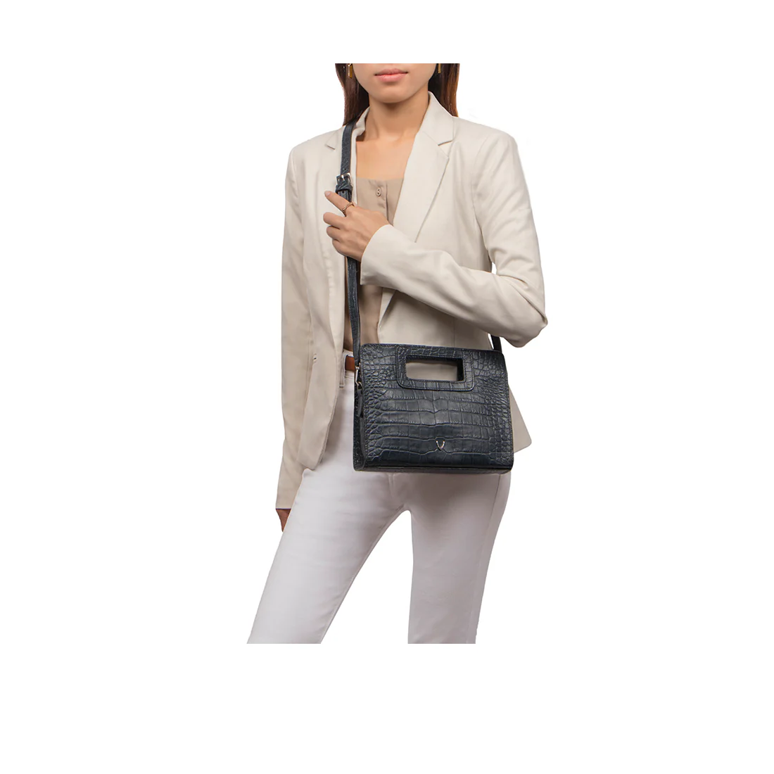 Arica 03 Blue Leather Crossbody