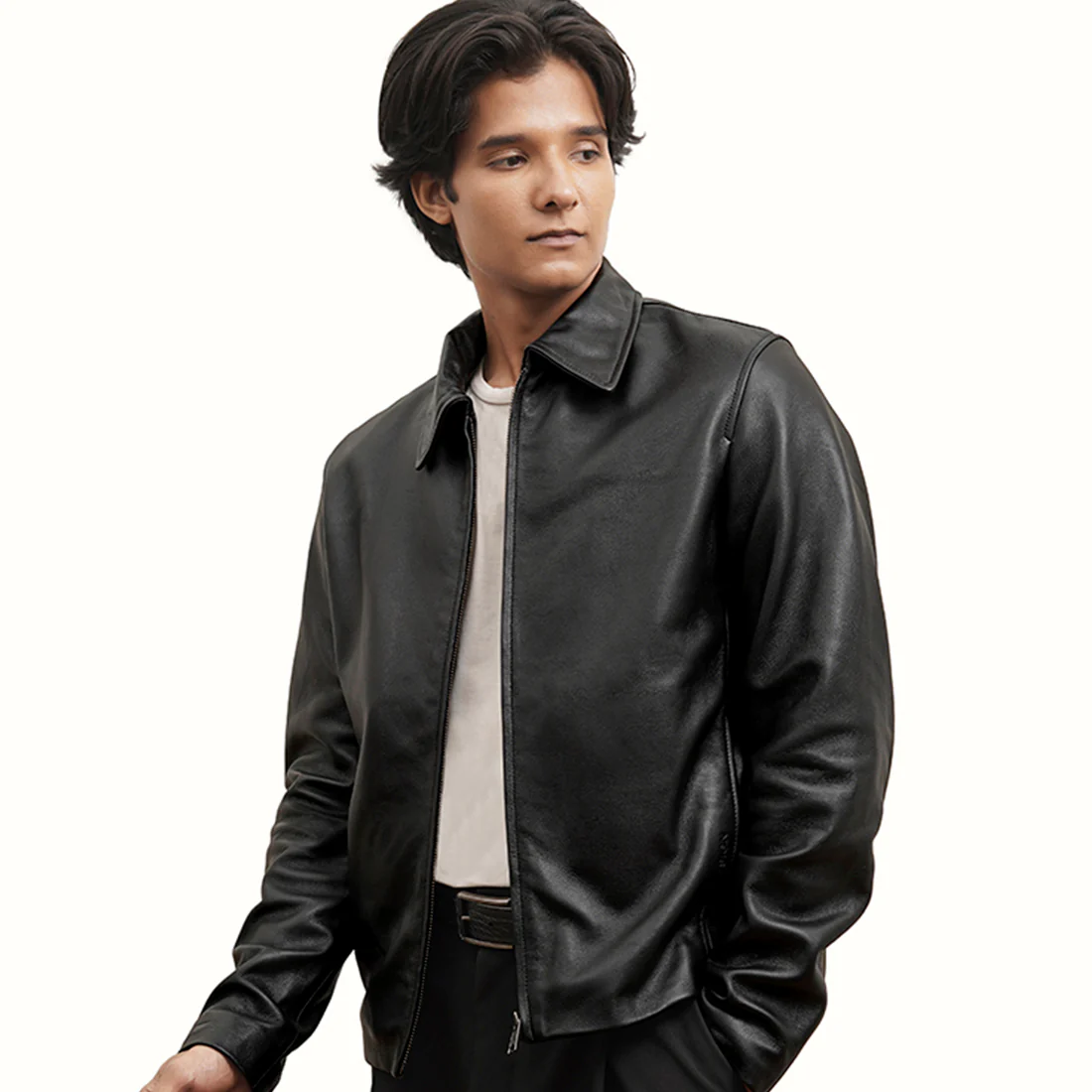 Arthur 01 Men's Black Zip Up Style Leather Jacket - Image 2