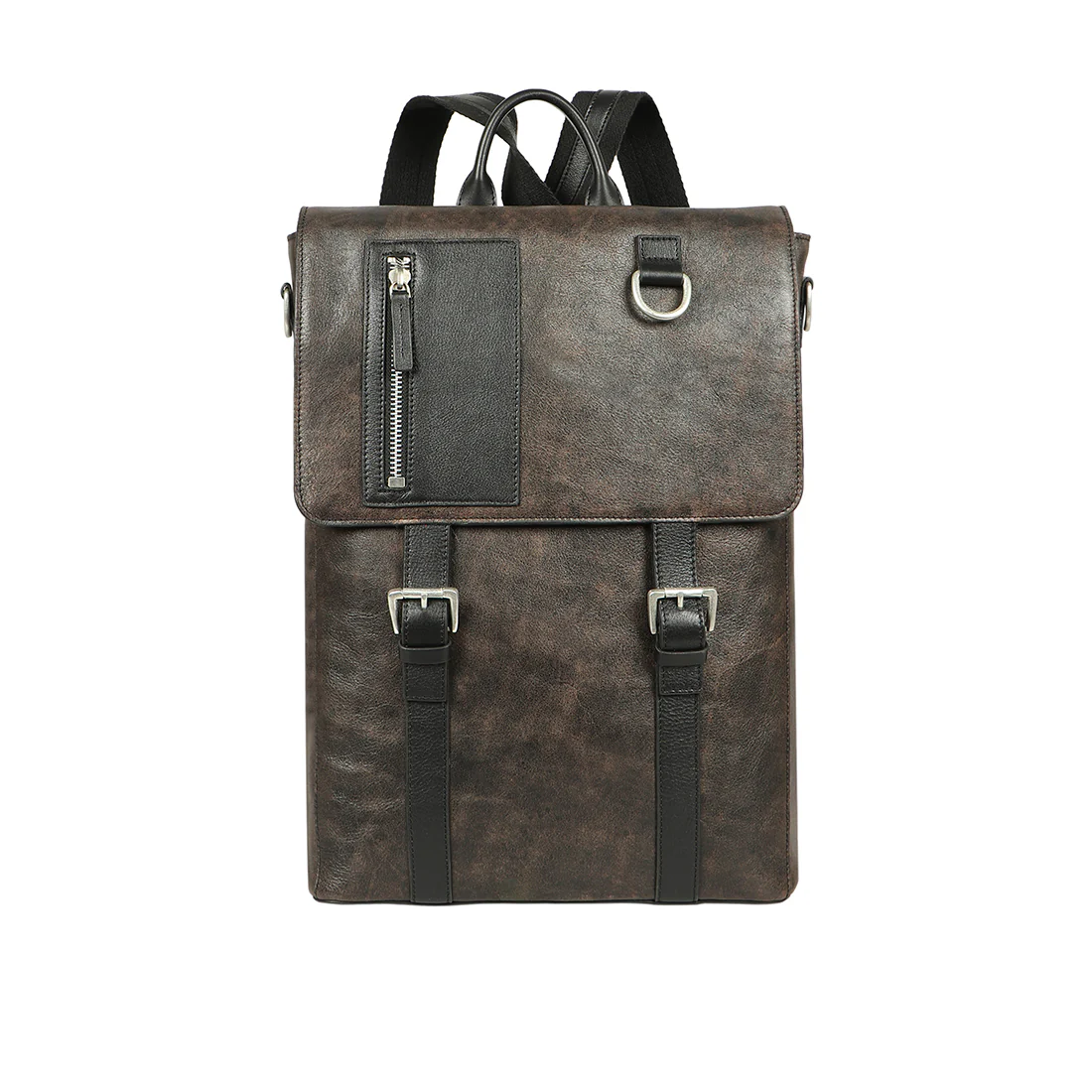 Athens 01 Black Leather Backpack - Image 5