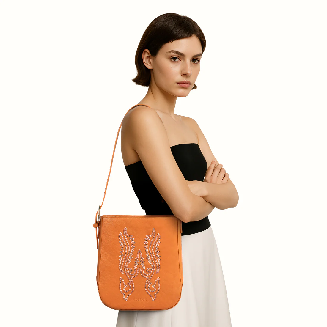 Aztec 01 Orange Leather Shoulder Bag - Image 2