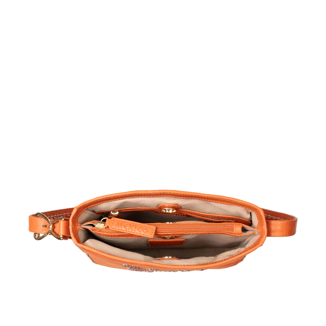 Aztec 01 Orange Leather Shoulder Bag - Image 7