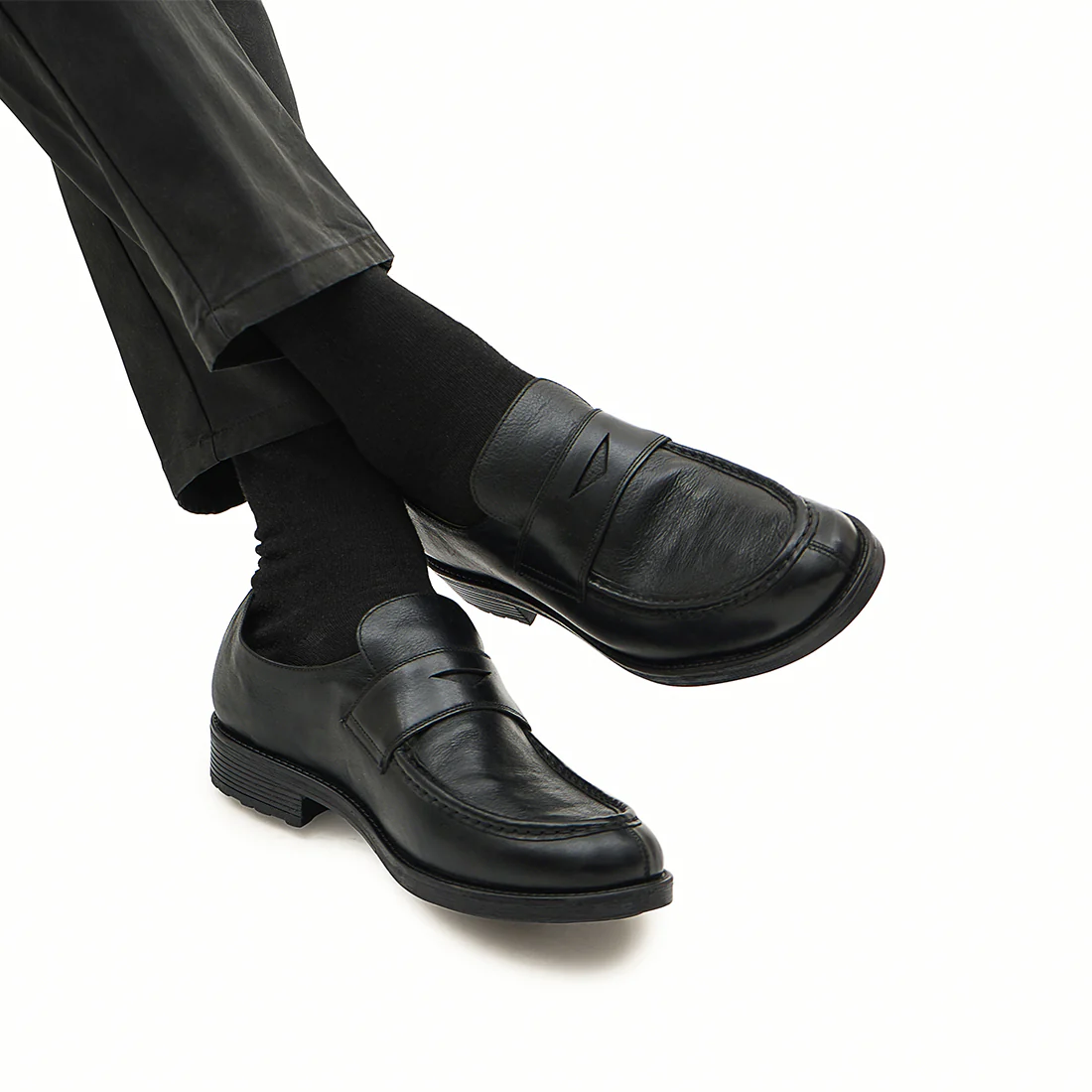 Basel Men's Black Leather Loafers - Image 2