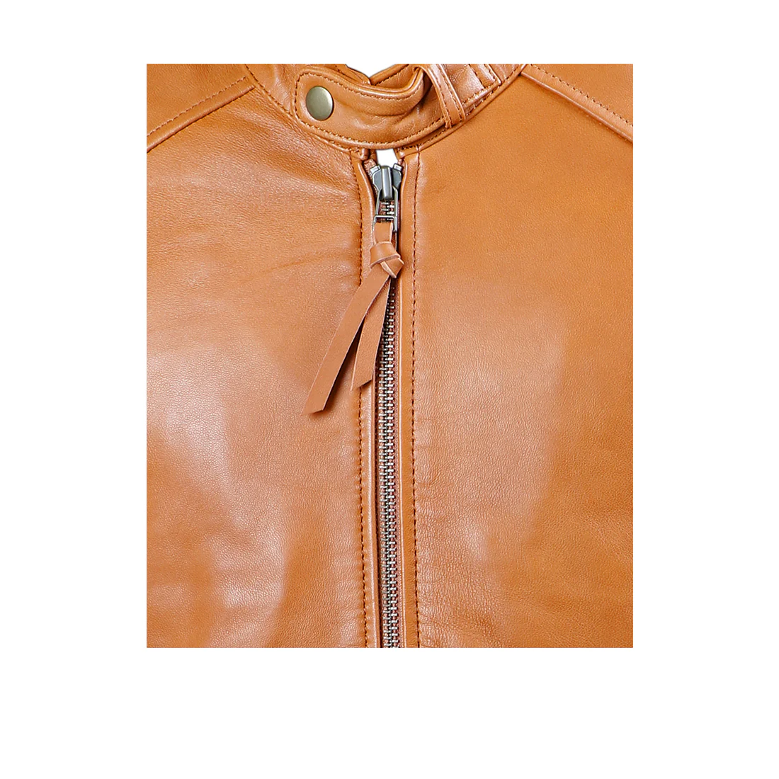 Beckham Men's Tan Moto Style Leather Jacket - Image 4