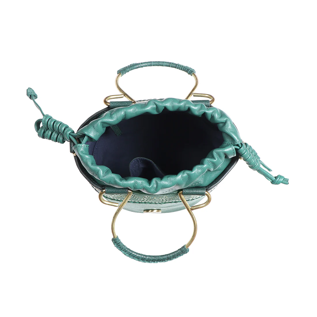 Bedouin - 02 Green Leather Bucket Bag - Image 6