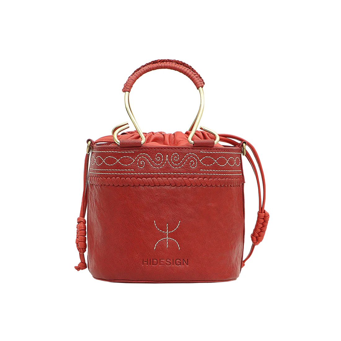 Bedouin - 02 Red Leather Bucket Bag - Image 4