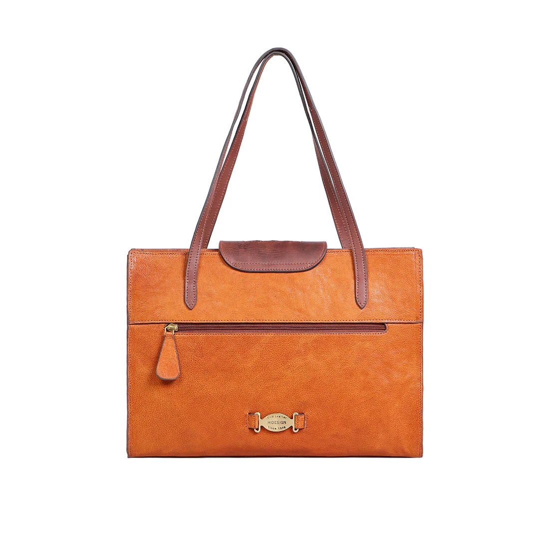 Belle Star 01 Orange Leather Tote Bag - Image 4