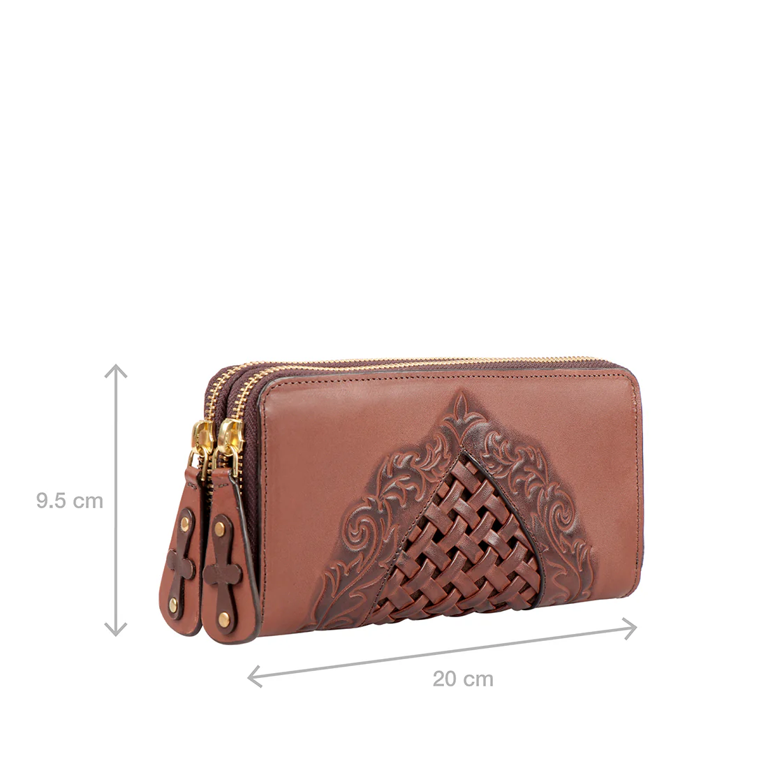 Belle Star W4 Brown Leather Double Zip Around Wallet - Image 3