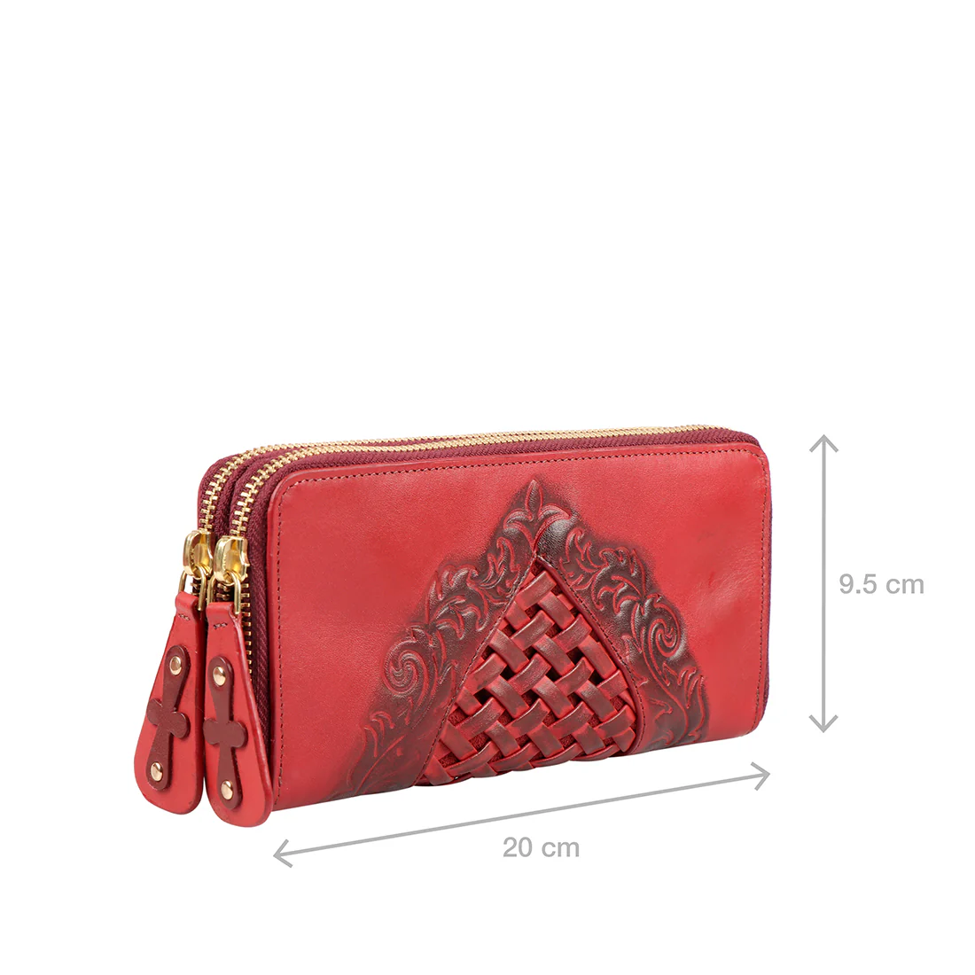 Belle Star W4 Red Leather Double Zip Around Wallet - Image 3