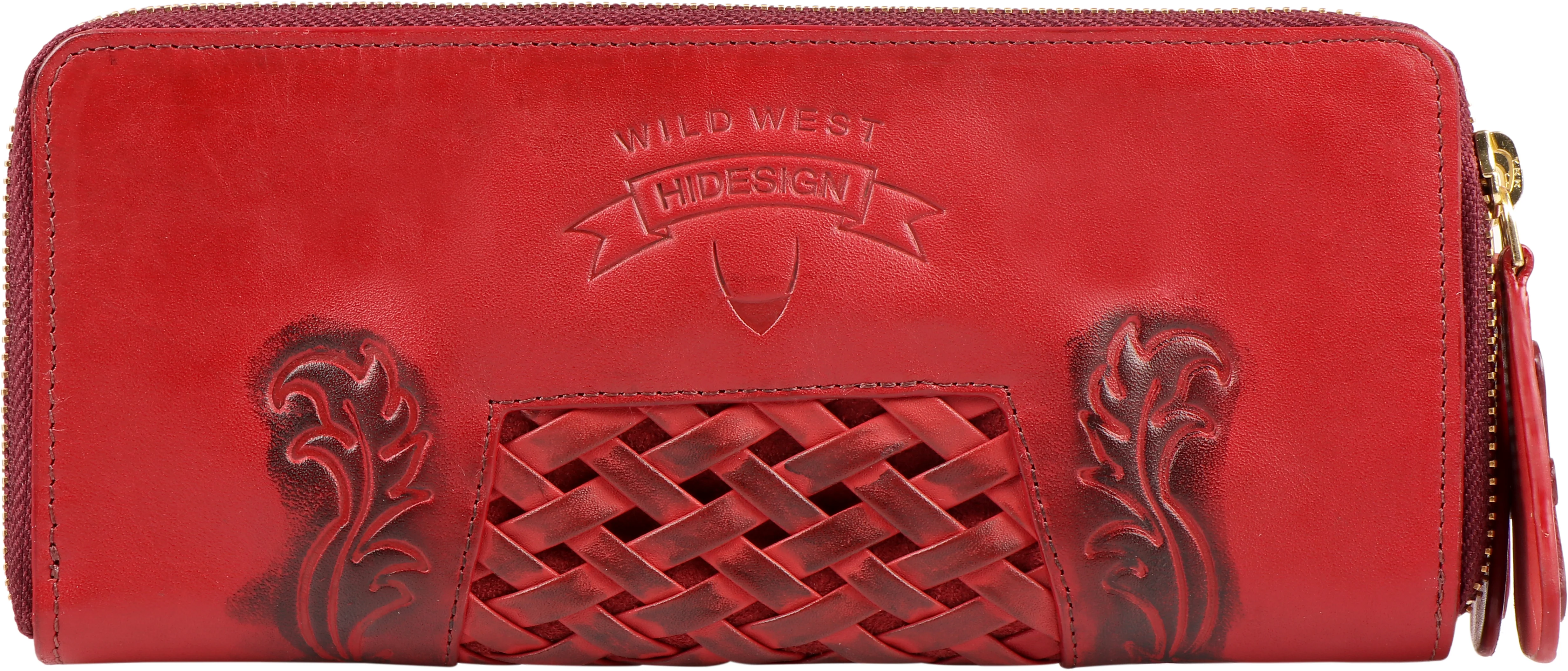 Belle Star W4 Red Leather Double Zip Around Wallet - Image 4