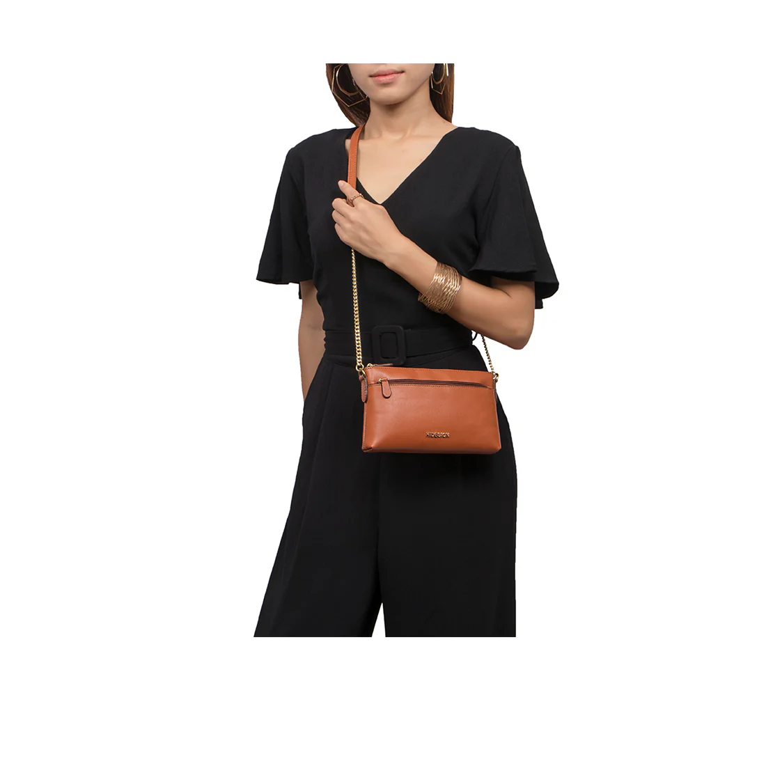 Beth 01 Orange Leather Sling Bag