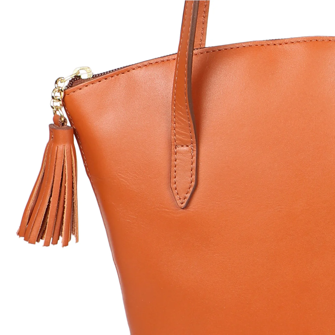 Beth 02 Orange Leather Tote Bag - Image 4
