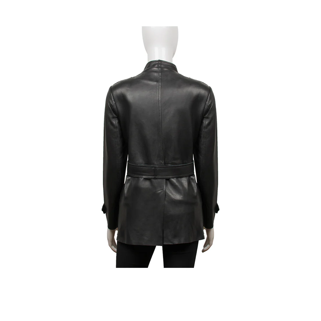 Bianca Women's Black Trench Style Leather Jacket - Image 4
