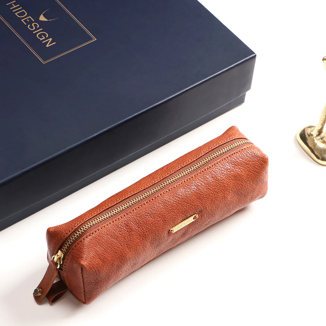 Bilbo Orange Leather Stationery Pouch - Image 2