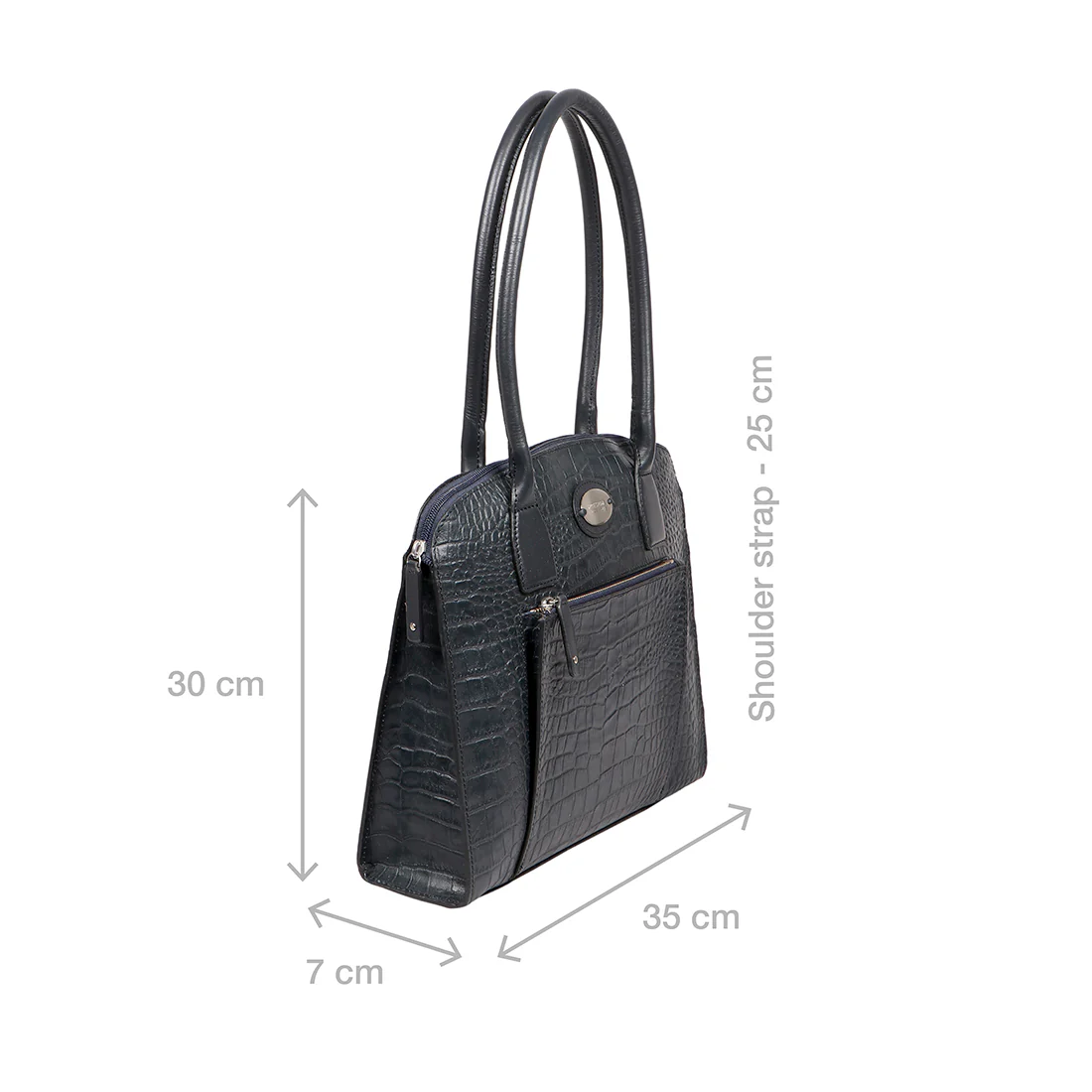 Calama 01 Blue Leather Tote Bag - Image 3