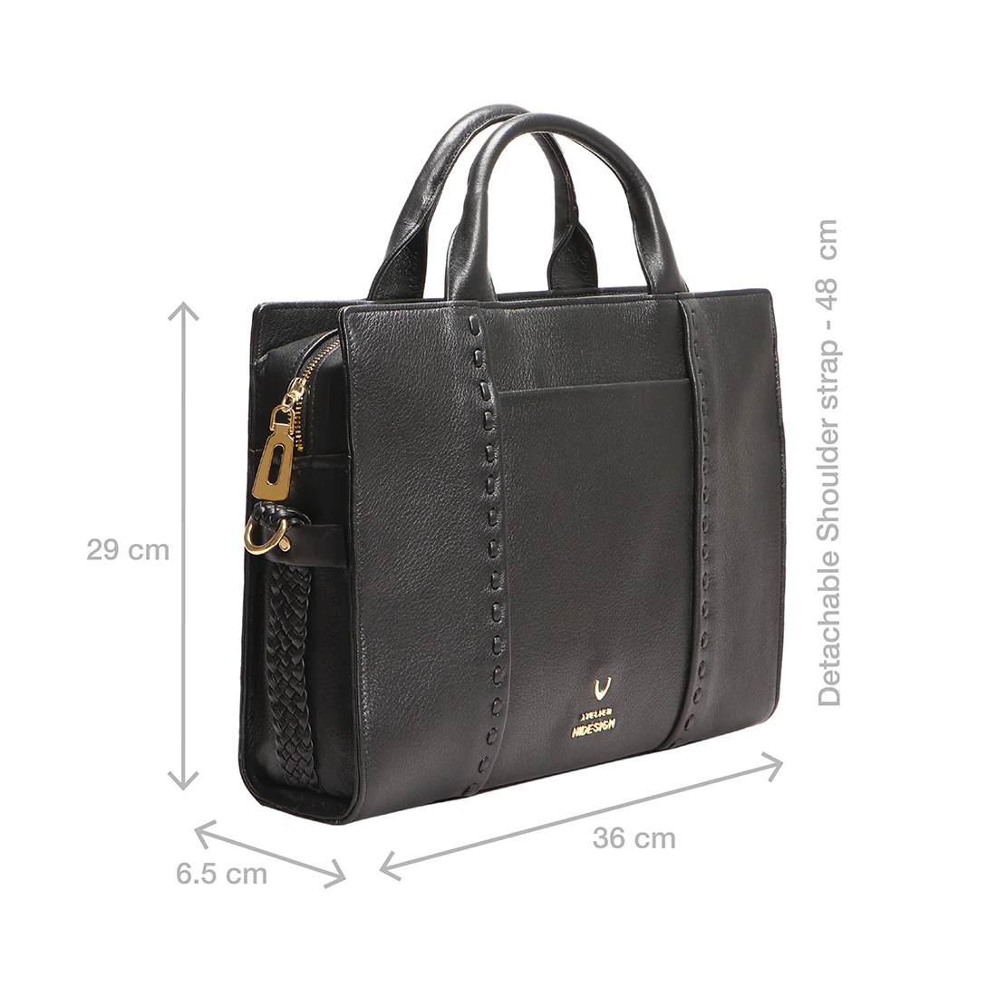 Callas 08 Black Leather Laptop Bag - Image 2