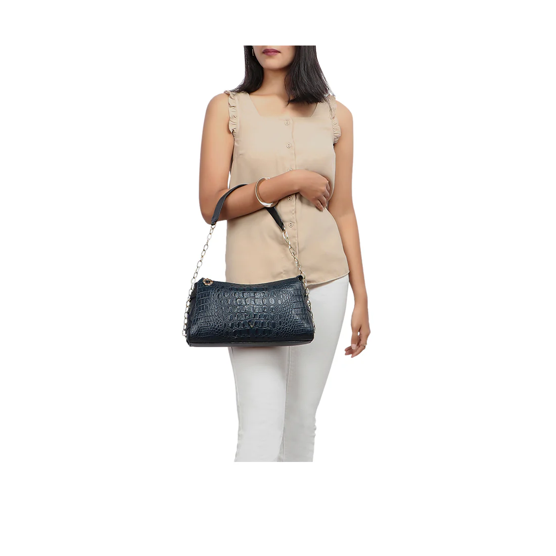 Charleston 03 Blue Leather Shoulder Bag