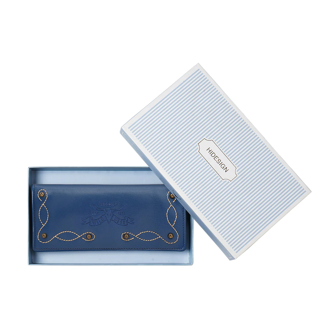 Cheyenne W3 Blue Leather Bi-Fold Wallet - Image 8