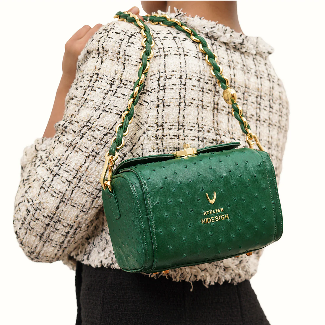 Coral-02 Green Leather Shoulder Bag - Image 3