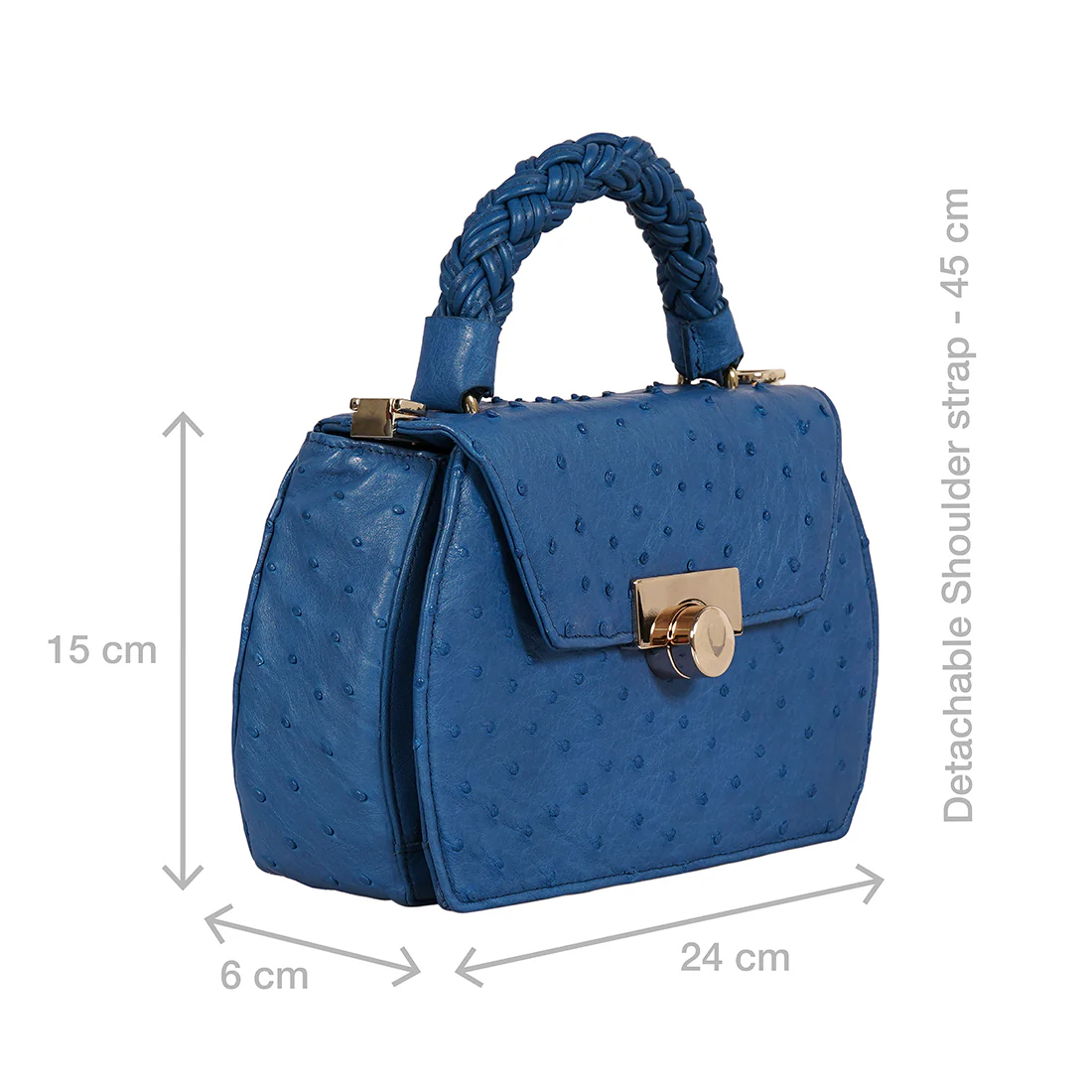 Coral-03 Blue Leather Shoulder Bag - Image 3