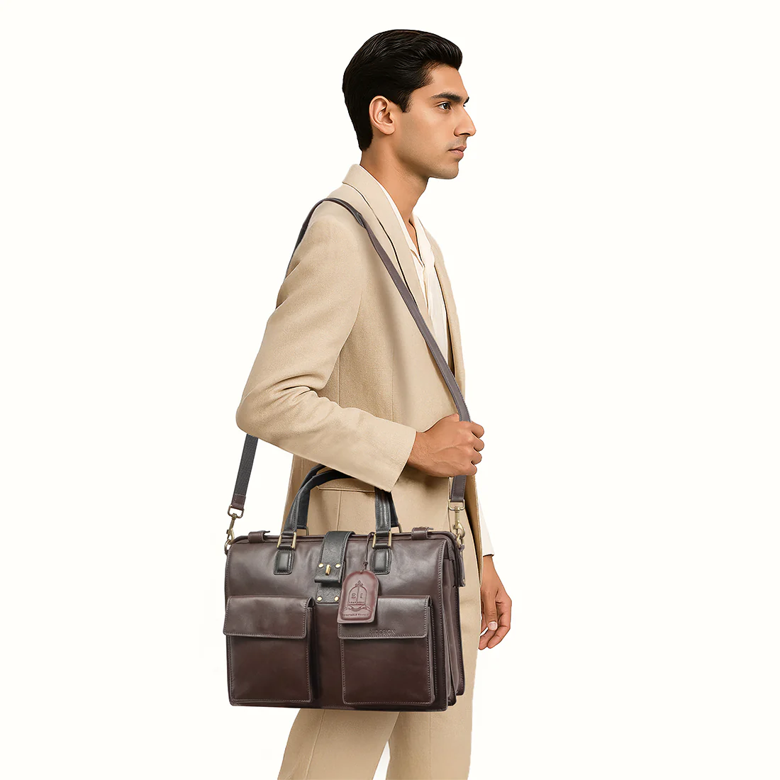 Count 02 Brown Leather  Briefcase - Image 2