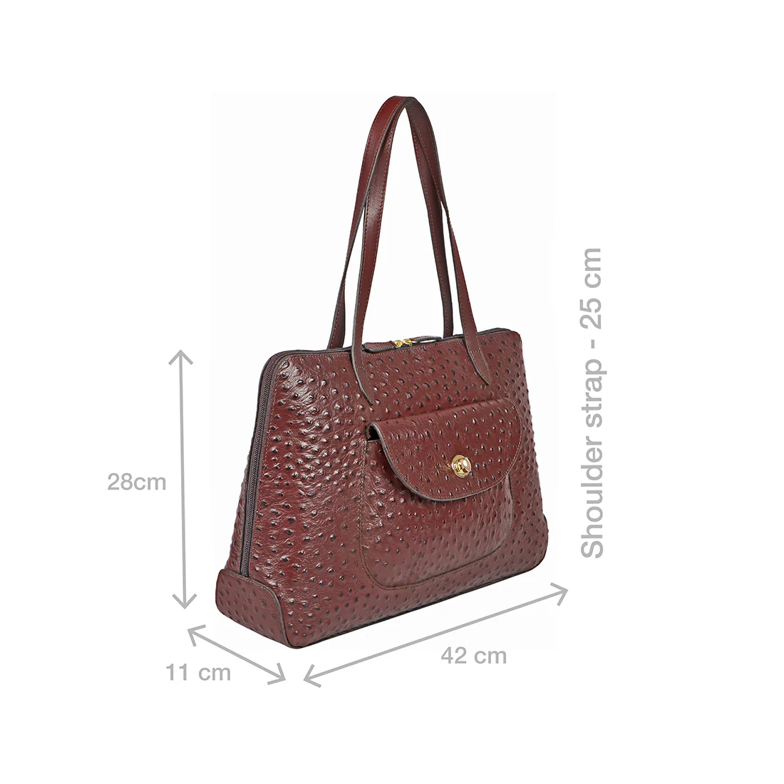 Croco 02 Brown Leather Tote Bag - Image 3
