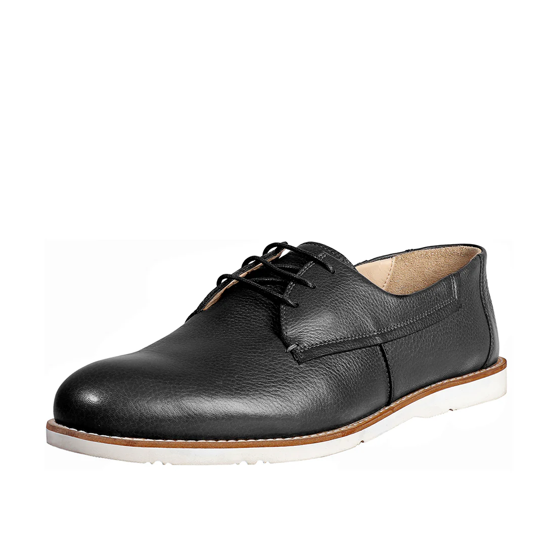 David Men's Black Leather Derby Shoes