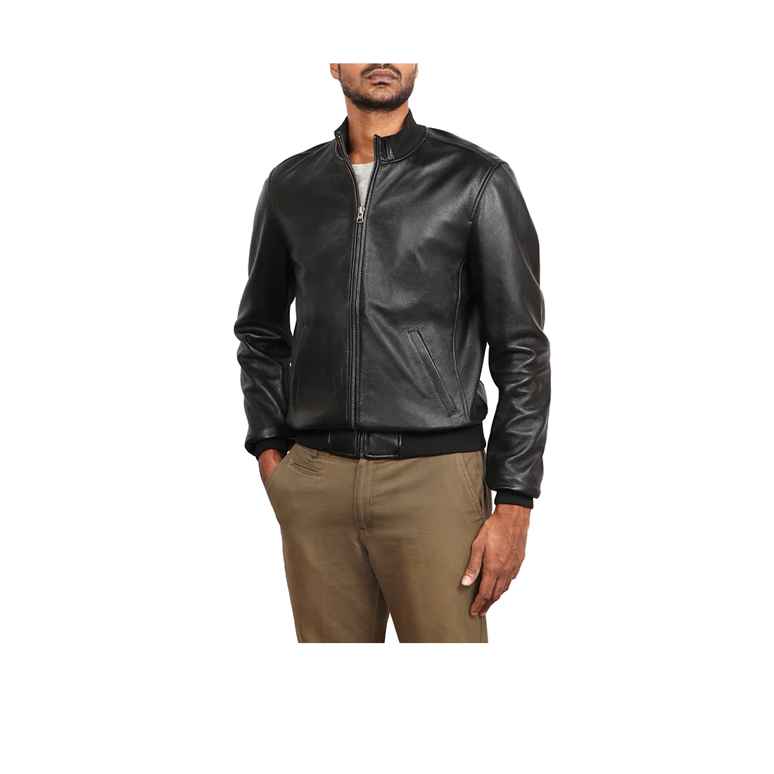 Depp Men's M Bomber Style Leather Jacket