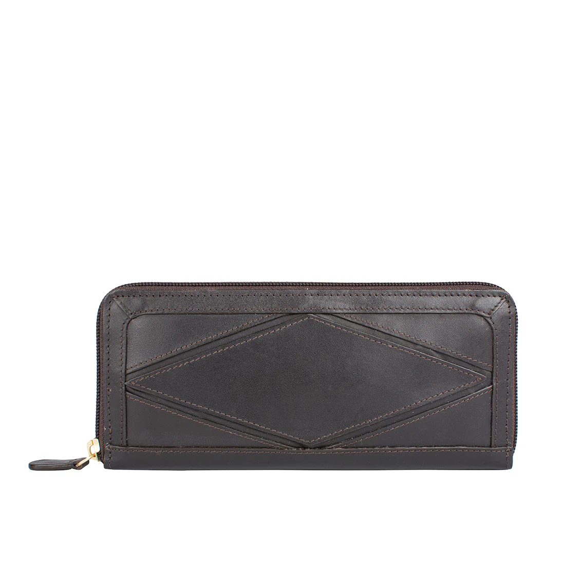 Diadema W2 Brown Leather Double Zip Around Wallet
