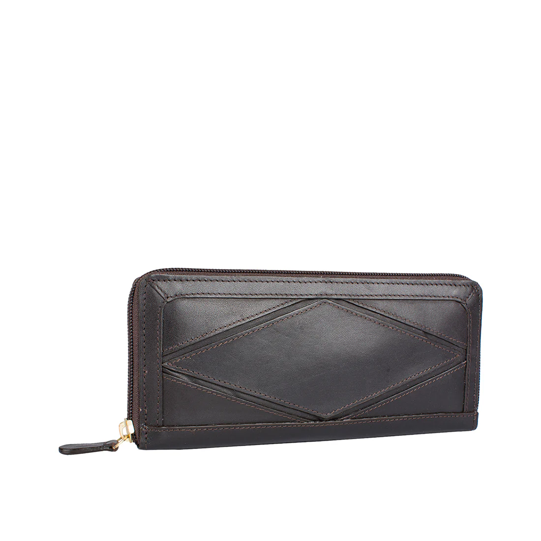 Diadema W2 Brown Leather Double Zip Around Wallet - Image 2