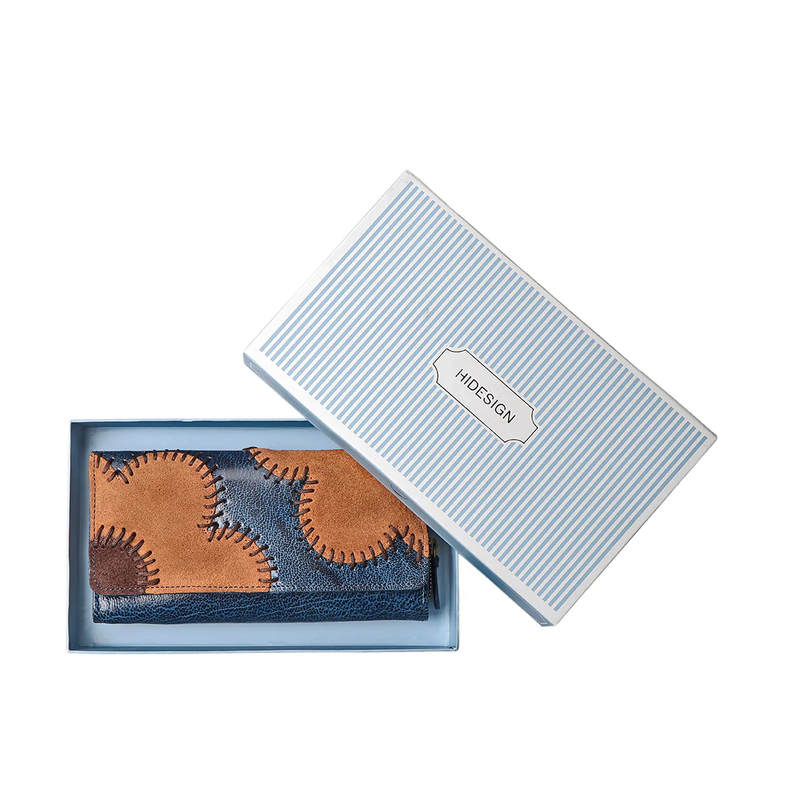 Diana W2 Blue Leather Trifold Wallet - Image 9