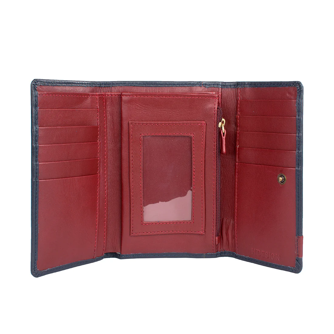 Drew W2 Blue Leather Trifold Wallet - Image 4