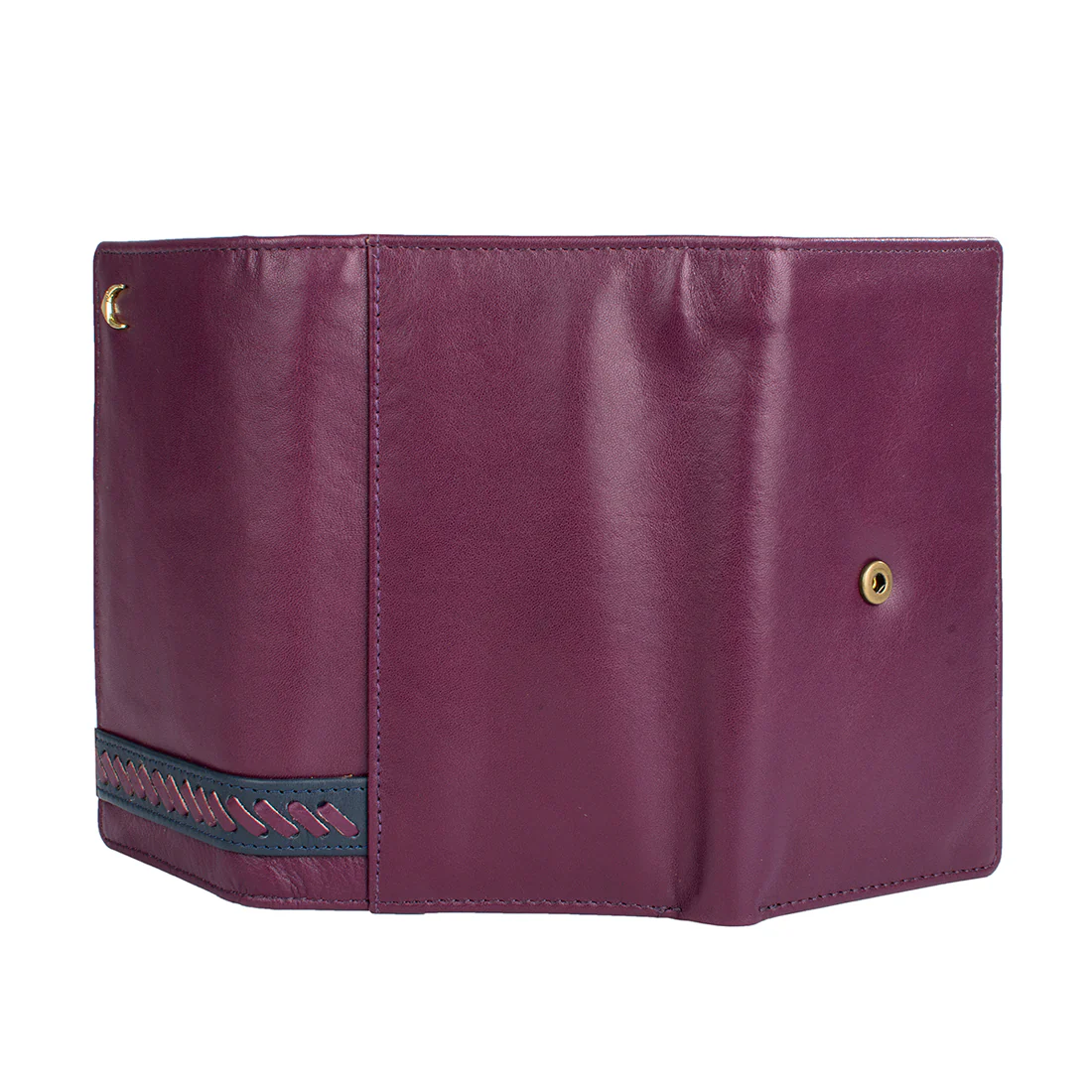 Drew W2 Purple Leather Trifold Wallet - Image 5