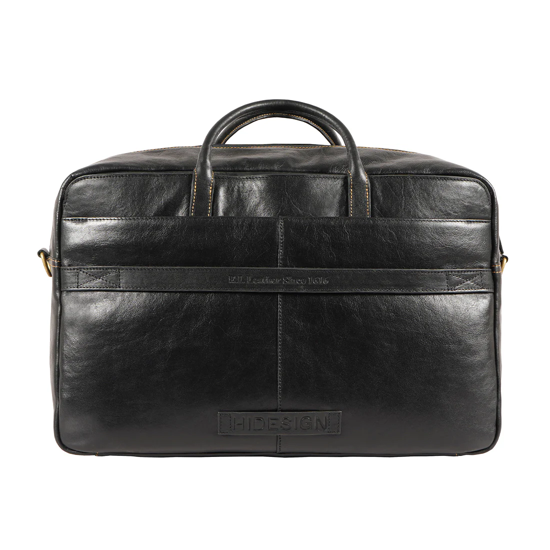 Duke 02 Black Leather Duffle Bag - Image 3