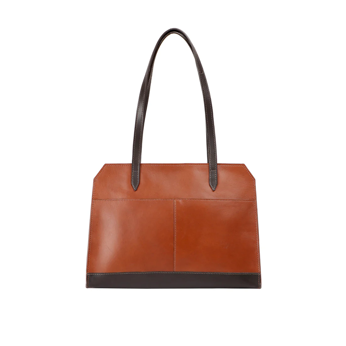Edge 01 Brown Leather Tote Bag - Image 3