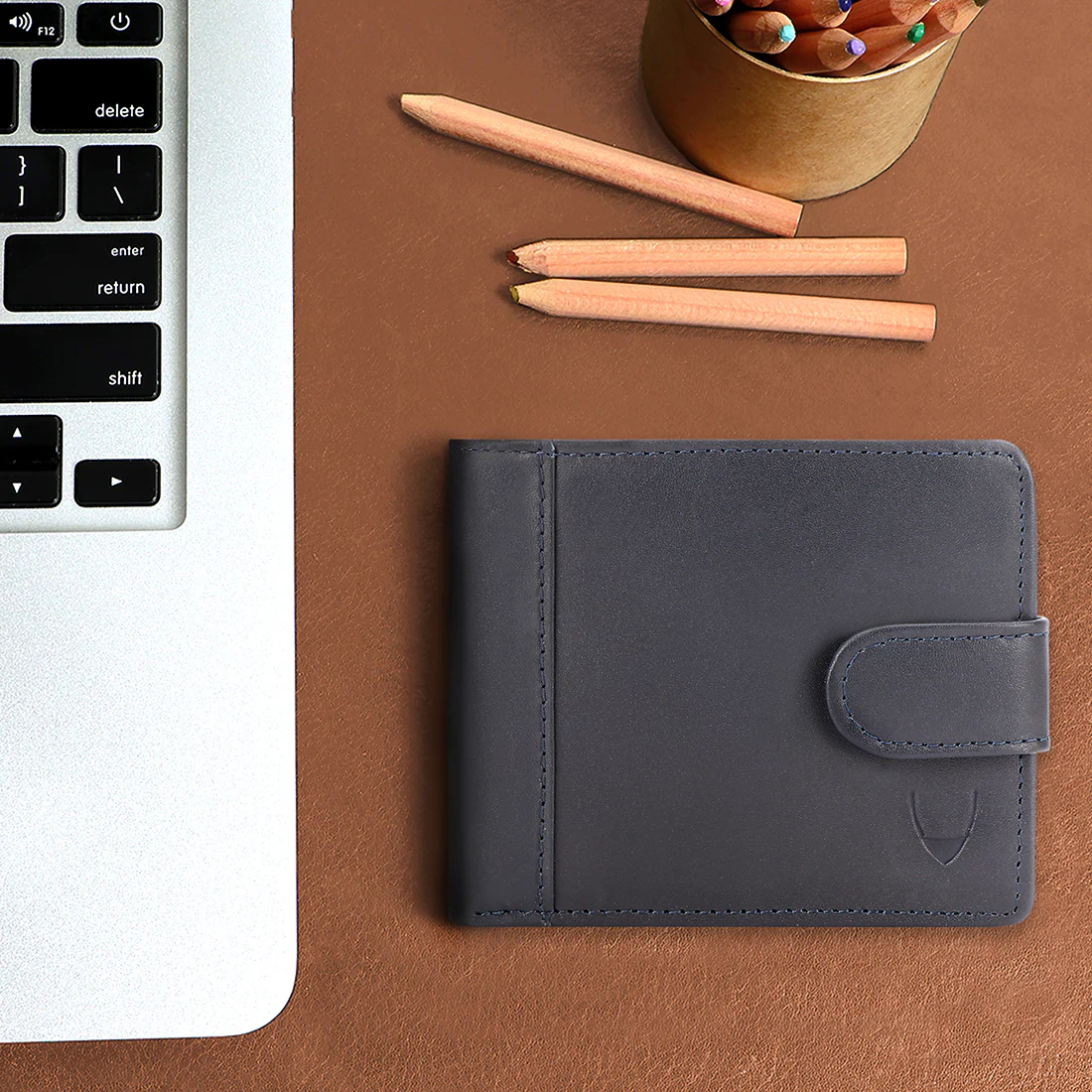 Ee 276-2020 Blue Leather Bi-Fold Wallet