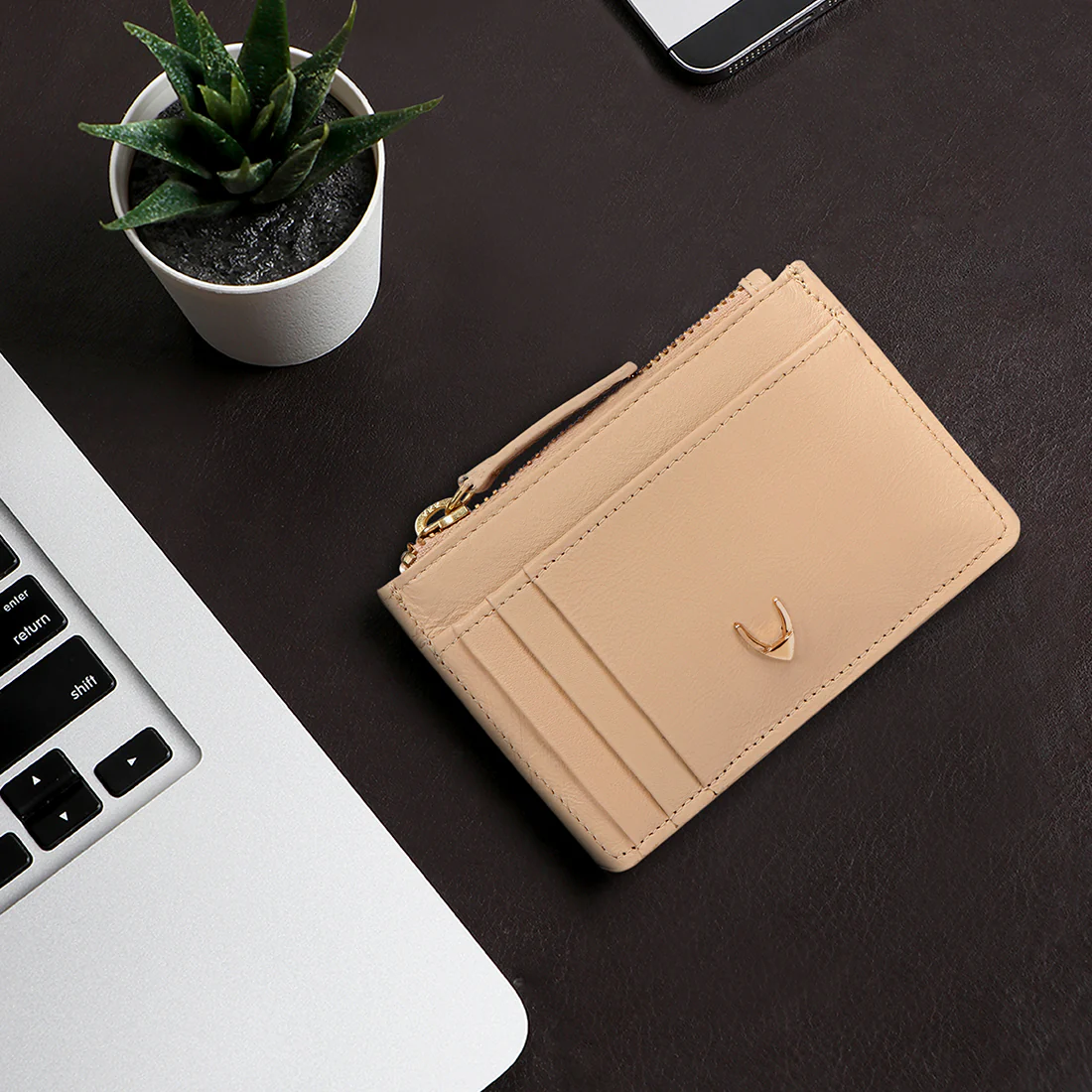 Ee 326 Ch Nude Leather Card Holder - Image 2